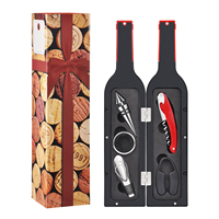 Ensemble d'ouvre-bouteille à vin moderne en acier inoxydable écologique, 4 pièces, avec un design en forme de bouteille rouge, pour une utilisation à domicile ou au bar