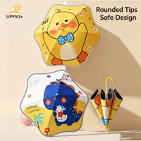 Nouveau parapluie pour enfants à bords arrondis, mignon parasol soleil et pluie pour garçons et filles de maternelle pour les trajets scolaires