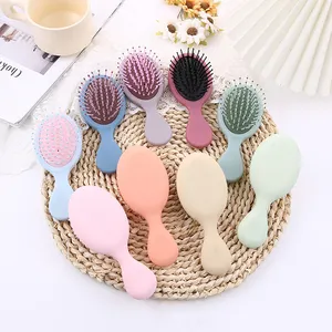 Sisir bantalan udara pijat Matte portabel, sisir kantong udara Macaron pijat papan kecil nyaman sikat rambut pegangan plastik penata rambut