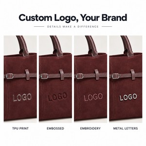 Sac fourre-tout en <span class=keywords><strong>cuir</strong></span> suédé véritable avec poignée supérieure, bandoulière amovible, boucle de <span class=keywords><strong>ceinture</strong></span> avant, logo personnalisé, marque privée, vente en gros - Product Image 3