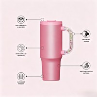 Gobelet de voyage isotherme en acier inoxydable à double paroi sous vide 40oz H2.0, design classique, mug cadeau, avec paille, logo personnalisé et poignée perlée