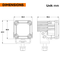 Projecteur LED 2 pouces jaune/blanc à faisceau large IP69K, éclairage de travail pour 4x4, tout-terrain, camion, VTT, UTV, SUV, Jeep