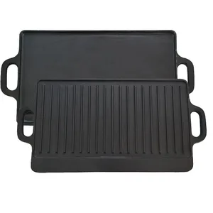 chuihua outdoor bbq cast iron pre-seasond camping griddle grill pans nonstick fry reversible cookware