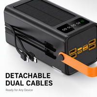 Neue Große Kapazität Powerbank Schnelles Aufladen 100000mAh Solar-Powerbank mit Eingebautem Kabel für Outdoor-Camping Mobilgeräte