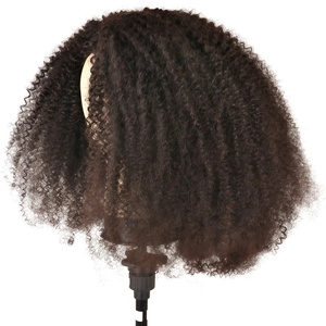 Peluca en forma de U con mecanismo completo, cabello Remy monofilamento, afro rizado <span class=keywords><strong>corto</strong></span>, rubio <span class=keywords><strong>claro</strong></span>, marrón <span class=keywords><strong>claro</strong></span>, marrón rojizo oscuro, HD - Product Image 4