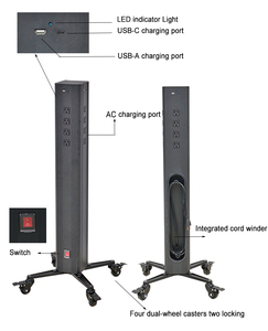 Torre de Carga Portátil de 24 Tomas con Puertos de Alimentación Dual AC y DC y Ruedas para Uso Público y Educativo - Product Image 2