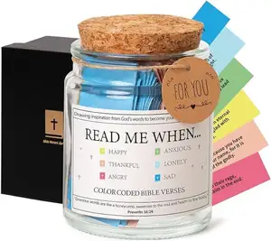 Bible Verses in a Jar,Read Me When Bible Verses Jar for Emotions and Feelings,Christian Gifts Church Biblical Faith Based