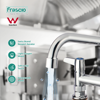 Robinet de cuisine commercial Frascio, bec pivotant, double poignée, 8 pouces, mélangeur eau chaude/froide, utilisation hôtellerie et commerce, acier inoxydable