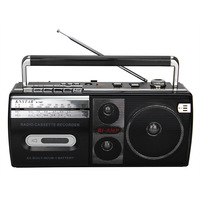 Radio cassette rétro Boombox Lecteur Alimenté par courant alternatif ou piles Radio stéréo AM/FM Haut-parleur