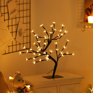 Cherry Blossom <b>Tree</b> Lamp Led Indoor Ornament Bedside Home Decoration Night <b>Light</b> Creative Landscape Luminous <b>Tree</b> - Product Image 1