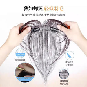 วิกผมสั้นแบบหน้าม้า Tian Kongshu ผมแท้สีดำธรรมชาติ  ฐานลูกไม้โปร่งใสแบบชิ้นเดียว หน้าม้าทรงแปดแฉก เหมาะกับทุกใบหน้า - Product Image 4