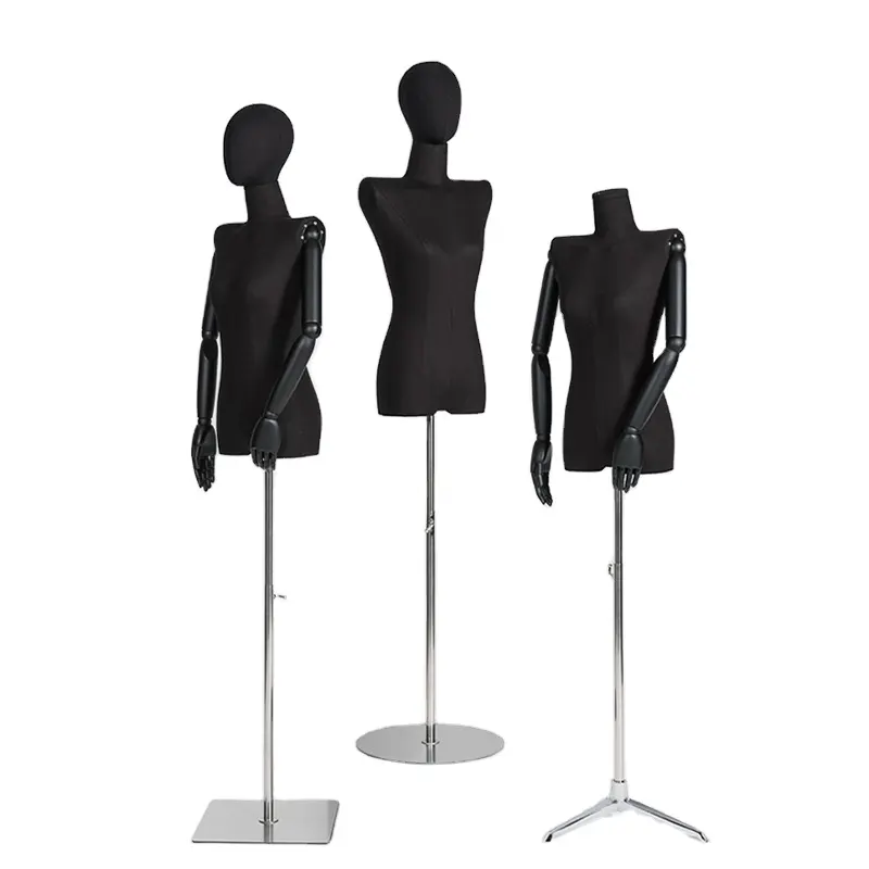 Beautiful Clothes Model Women Adjustable Female Black Mannequin Torso Standing Half Body Mannequins Female For Clothing Display