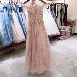 लक्जरी भारी Beading Appliqued उदय आस्तीन शाम कपड़े महिलाओं के लिए पार्टी प्रोम गाउन पोशाक 2020 शादी की पोशाक