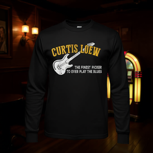 Camiseta de manga larga Curtis Loew, camiseta negra con diseño de música de guitarra y blues, camiseta con cuello redondo para hombre - Product Image 3