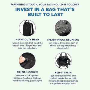 Sacca per pannolini in Neoprene per neonati fasciatoio borsa da viaggio OEM zaino isolante multifunzione solido in Neoprene - Product Image 5