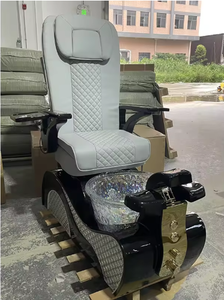 Muebles para Salón de Uñas, Silla de Pedicura Eléctrica Reclinable Negra y Dorada con Masaje, Spa para Pies, Lujo, con Luces LED - Product Image 4