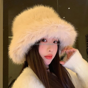 Hot Bán Thiết Kế <span class=keywords><strong>Fox</strong></span> Cap Fluffy Faux Lông Xô Mùa Đông Hat Cho Phụ Nữ Cho Sử Dụng Hàng Ngày Phong Cách Ngoài Trời Bánh - Product Image 2