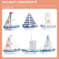 Bateau à voile Miniature en bois de Style méditerranéen, Mini voilier Miniature modèle bateau de pêche ornement