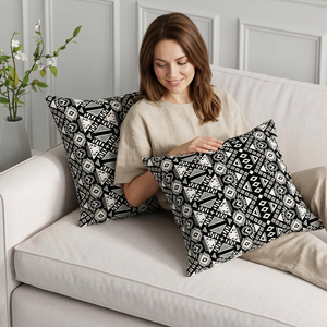 Abstract Geometric Square Cushion Cover Linen Cotton Bohemian Style Printed Washable Envelope Closure Home <b>Decor</b> <b>Pillow</b> Case - Product Image 1