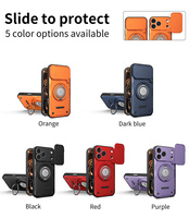 Coque de téléphone antichoc en TPU et PC avec anneau magnétique, support et protection coulissante pour objectif d'appareil photo pour iPhone 18 Pro Max, 18 Pro, 17, 16, 15