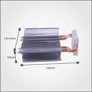 定制中央处理器冷却器散热器，带热管铝拉链翅片铜电子设备-风扇冷却纸箱零件方形 - Product Image 4