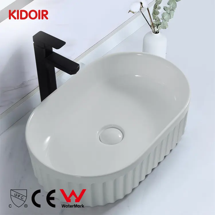 Kidoir Factory Modern 20 Inch Bathroom Oval Lavabo Vessel Counter Top Ceram Vanity Top Ceramic Face Hand Wash Basin Wc Sink Bowl
