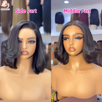 Perruque Bob Courte Volumineuse en Cheveux Humains à Cuticules Alignées, Effet Superposé et Moelleux, Dentelle HD 13x4, Sans Colle, Colorée, Vente en Gros Direct Usine