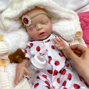 Muñeca Bebé <span class=keywords><strong>Reborn</strong></span> de Silicona de 18 Pulgadas con Boca Ligeramente Abierta, <span class=keywords><strong>Ojos</strong></span> Cerrados con Pestañas, Juguetes Interactivos Exquisitos para Niños - Product Image 3