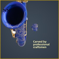 Ieman Tenor Saxophone Brass Matted Blue Lacquered Gold Key with High-grade Bags