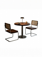 Ensemble de table et de chaises de restaurant commercial, design industriel ovale, cadre en acier inoxydable, plateau en bois massif