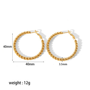 Pendientes Huggie de Acero Inoxidable con Baño de Oro de 18K, Diseño en Forma de C Trenzado, Joyería de Moda para Mujer - Product Image 3