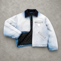 Veste de travail ample en toile de canard bleue de haute qualité pour hommes, style vintage délavé, fermeture éclair, inspirée des vestes de travail de Detroit