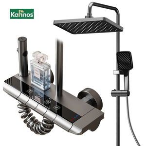 Cao cấp không gian nhôm vòi hoa sen đặt nhiệt độ kiểm soát lượng mưa đầu cầm tay Cây Đũa phép chống gỉ tiết kiệm nước - Product Image 1