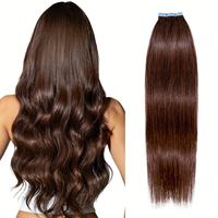 Extensiones de Cabello Humano Remy 100% Naturales con Alineación de Cutículas, Extensiones de Cabello Humano Remy con Clip, Cabello Lacio Color Marrón Claro con Reflejos Miel