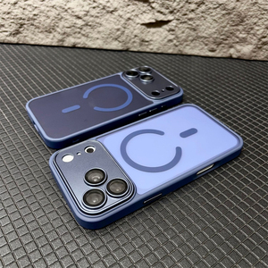 เคสโทรศัพท์ TPU แบบด้านกึ่งโปร่งแสงพร้อมตัวป้องกันเลนส์สำหรับ iPhone 16 15 Pro Max, เคสสำหรับ iPhone 17 Pro Max สีน้ำเงินเข้ม - Product Image 1
