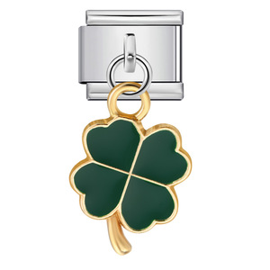 Four Leaf Clover Pendant Italian Modular Bracelet <b>Titanium</b> Steel Hook DIY Elastic Splice Watch Strap <b>Chain</b> Unisex Everyday Wear - Product Image 4