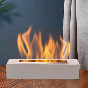 Chimenea portátil de etanol para interior y exterior, chimenea de mesa con forma Rectangular, gran chimenea de fuego con llama bonita