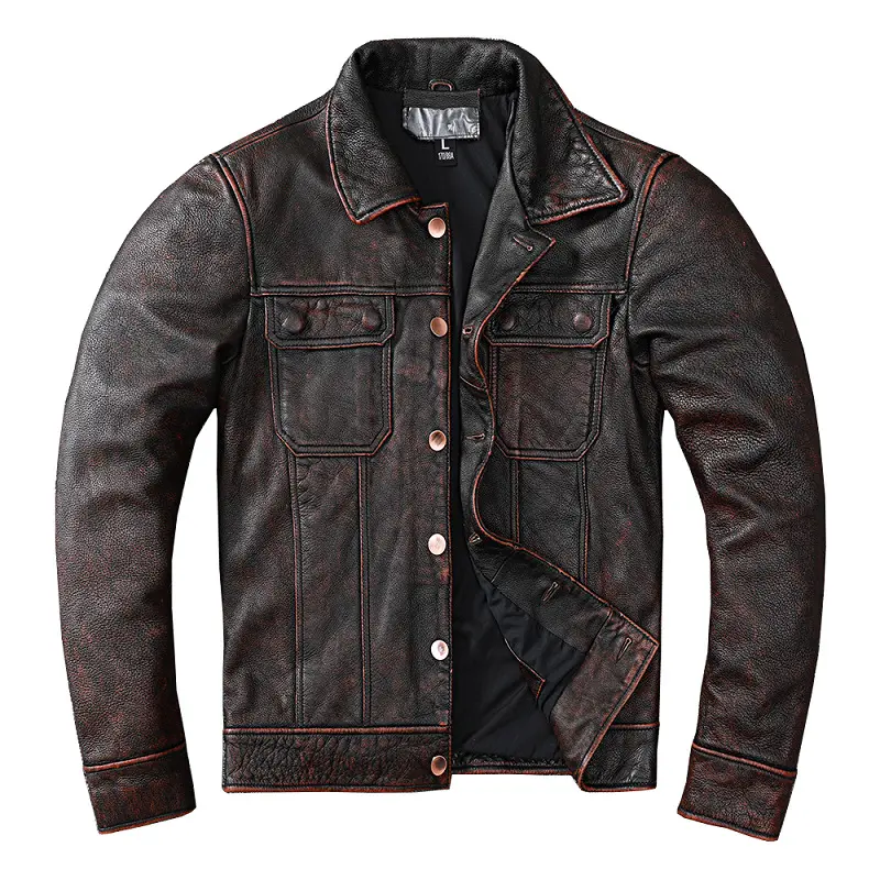 Fabrik preis Denim Leather Jacket Pure Head Layer Lederjacke Herren Stone Ground Made Old American Coat Lederjacke