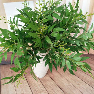 Flores artificiales Queyiyi, hojas de sauce de 30cm-100cm, decoración para bodas, ramilletes de follaje verde para decoración del hogar y eventos. - Product Image 4