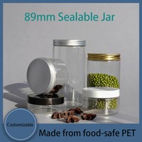 Pot en plastique PET transparent avec couvercle en aluminium 400 ml, récipient de stockage de qualité alimentaire pour bonbons, épices, sucettes et sucre