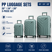 Valise cabine rigide en polypropylène gris, texture ondulée, poignée latérale, assortiment de vente en gros