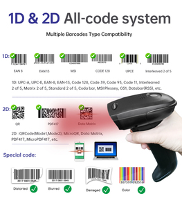 Xách tay Handfree 2D Đầu đọc mã vạch tự động quét cầm tay Máy quét mã vạch không dây QR <span class=keywords><strong>Scanner</strong></span> cho siêu thị - Product Image 5