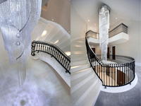 ECOJAS – grand verre k9 en cristal, hôtel de luxe moderne, haut plafond, escalier, led, éclairage suspendu, goutte de pluie, lustre, grand éclairage en cristal