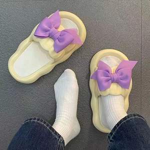 รองเท้าแตะใน2025ของผู้หญิงสไตล์ใหม่สำหรับฤดูใบไม้ร่วง, รองเท้าแตะรูปโบว์น่ารักพื้นนิ่มกันลื่นสำหรับใส่อาบน้ำในห้องน้ำ - Product Image 3