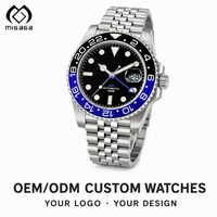 Montre de plongée GMT personnalisée avec logo, pour hommes, 200 m, automatique, mécanique, montre-bracelet, fournisseur OEM, vente en gros, Relojes, acier