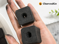 CharcoalGo Factory Direct Cubes de charbon de bambou avec trou central, charbon pour chicha, pour fumer la narguilé