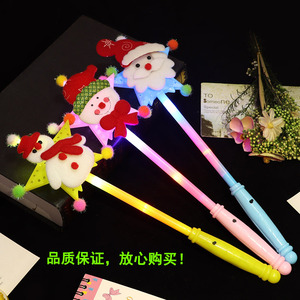 Christmas Led Light Up <b>Magic</b> <b>Wand</b> Star <b>Toy</b> For Children Party Gift Plastic Non Toxic - Product Image 1