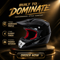 Casque de moto tout-terrain noir brillant