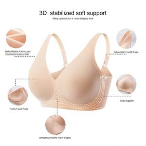 Sujetador sin Costuras para Mujer, Talla Grande, Tejido, sin Varillas, <span class=keywords><strong>Push</strong></span>-<span class=keywords><strong>Up</strong></span>, Sexy, Cuello en V, Transpirable, Cómodo, para Busto Grande - Product Image 5