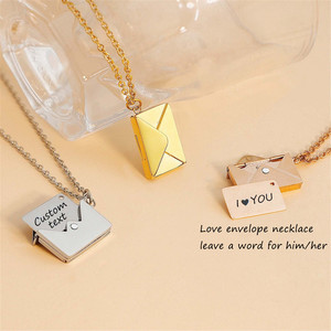 Pendentif enveloppe en forme de lettre, collier à bijoux, en acier inoxydable, inscription Love you pour la saint-valentin, fête des mères, cadeaux de noël - Product Image 6